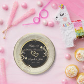 Chic Gold Flowers Hearts 50th Wedding Anniversar Papieren Bordje (Feest)