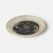 Chic Gold Flowers Hearts 50th Wedding Anniversar Papieren Bordje (Gekanteld)