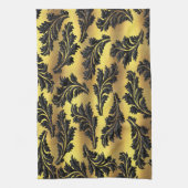 Chic Gold Foil Black Glitter Leaves Theedoek (Verticaal)