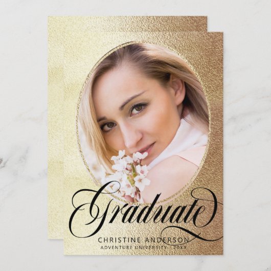 Chic Gold Foil Black Script-fotograafpartij Kaart (Voorkant / Achterkant)