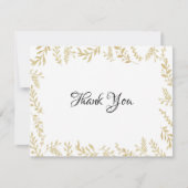 Chic Gold Foil Bladeren Dank u kaart (Voorkant)