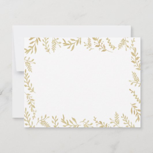 Chic Gold Foil Bladeren Dank u kaart (Achterkant)