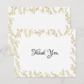 Chic Gold Foil Bladeren Dank u kaart (Voorkant / Achterkant)