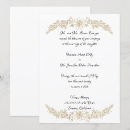 Chic Gold Foil Bloemen Huwelijksuitnodiging Kaart