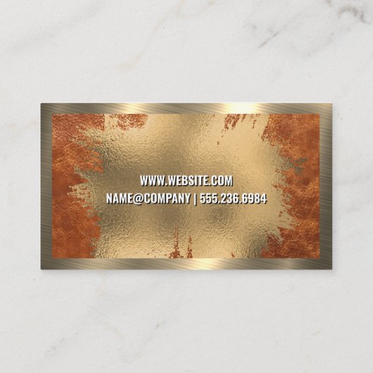Chic Gold Foil | bruin leder | Goud metaal Visitekaartje (Achterkant)