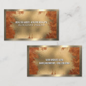 Chic Gold Foil | bruin leder | Goud metaal Visitekaartje (Voorkant / Achterkant)