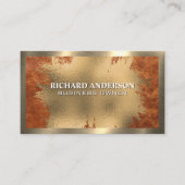 Chic Gold Foil | bruin leder | Goud metaal Visitekaartje (Voorkant)