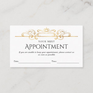 Chic Gold Foil Classic Swirls Custom White Afsprakenkaartje