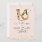 Chic gold foil confetti blush Sweet 16 foto Kaart (Voorkant)