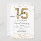 Chic Gold foil confetti white Quinceanera foto Kaart (Voorkant)
