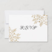Chic Gold Foil Floral RSVP-kaart Kaart (Voorkant)
