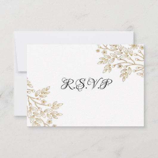 Chic Gold Foil Floral RSVP-kaart Kaart (Voorkant)