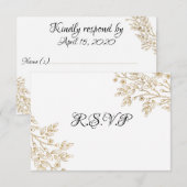 Chic Gold Foil Floral RSVP-kaart Kaart (Voorkant / Achterkant)