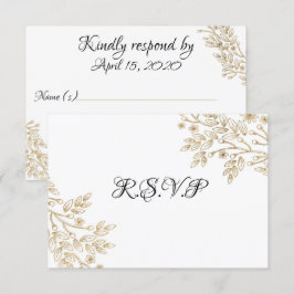 Chic Gold Foil Floral RSVP-kaart Kaart
