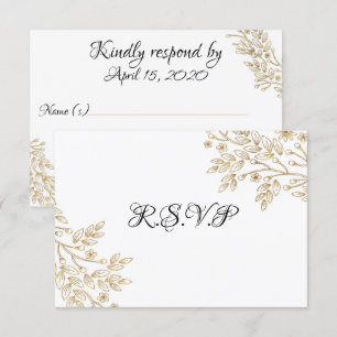 Chic Gold Foil Floral RSVP-kaart Kaart