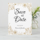 Chic Gold Foil Floral Save the Date Kaart (Staand voorkant)
