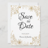 Chic Gold Foil Floral Save the Date Kaart (Voorkant)