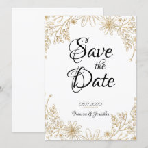 Chic Gold Foil Floral Save the Date