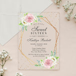 Chic Gold Foil Floral Sweet 16 Birthday Acryl Uitnodigingen<br><div class="desc">Vier in stijl met deze trendy zoete uitnodigingen voor de 16e verjaardag. Het ontwerp is gemakkelijk te personaliseren met uw speciale evenementenformulering en uw gasten zullen blij zijn wanneer ze deze fantastische uitnodigingen ontvangen.</div>