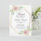 Chic Gold Foil Floral Sweet 16 Birthday Kaart (Staand voorkant)