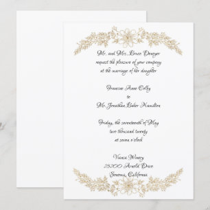 Chic Gold Foil Floral Wedding Invitation Kaart