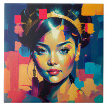 Chic Gold Foil kleurrijke vrouwen Impasto Oil Pain