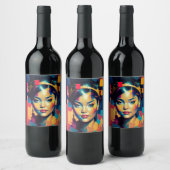 Chic Gold Foil kleurrijke vrouwen Impasto Oil Pain Wijn Etiket (Flessen)