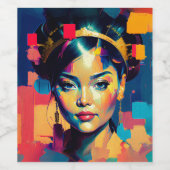 Chic Gold Foil kleurrijke vrouwen Impasto Oil Pain Wijn Etiket (Enkel label)