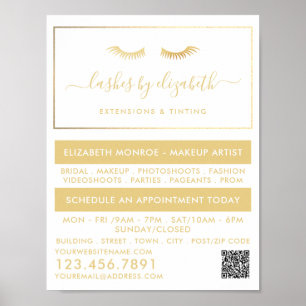 Chic Gold Foil Lashes Beauty Makeup Artist Poster