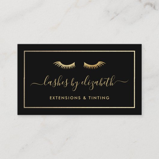 Chic Gold Foil Lashes Beauty Makeup Artist Visitekaartje (Voorkant)