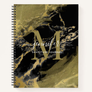 Chic Gold Foil marble Monogram Notitieboek