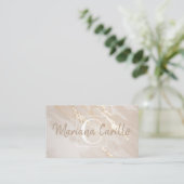 Chic Gold Foil marble Monogram Visitekaartje (Staand voorkant)