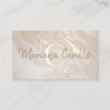 Chic Gold Foil marble Monogram Visitekaartje