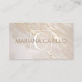 Chic Gold Foil marble Monogram Visitekaartje (Voorkant)