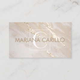 Chic Gold Foil marble Monogram Visitekaartje