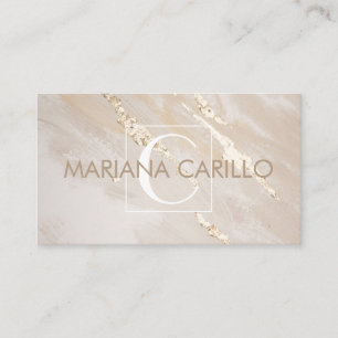 Chic Gold Foil marble Monogram Visitekaartje