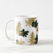 Chic Gold foil red green holly ivy kerst tree Koffiemok (Links)
