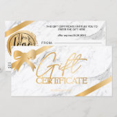Chic Gold foil ribbon marmer logo gift certificaat (Voorkant / Achterkant)