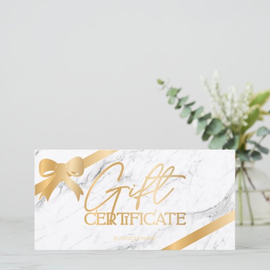 Chic Gold foil ribbon marmer logo gift certificaat (Staand voorkant)
