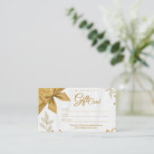Chic gold foil ribbon white logo gift certificate informatiekaartje (Staand voorkant)