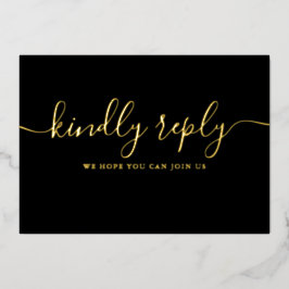 Chic Gold Foil Script Song Request RSVP Briefkaart