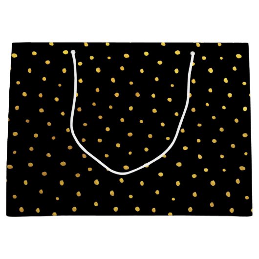 Chic Gold Foil Stippen Elegant Large Black Groot Cadeauzakje (Voorkant)