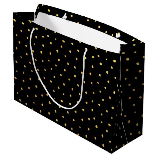 Chic Gold Foil Stippen Elegant Large Black Groot Cadeauzakje (Achterkant Gekanteld)