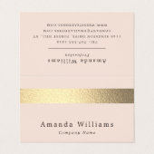 Chic Gold Foil Stripe op Blush Pink Double Loyalty Visitekaartje (Buitenkant ongevouwen)