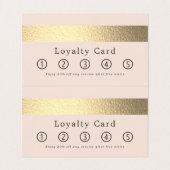 Chic Gold Foil Stripe op Blush Pink Double Loyalty Visitekaartje (Binnenkant ongevouwen)