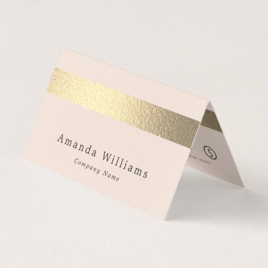 Chic Gold Foil Stripe op Blush Pink Double Loyalty Visitekaartje (Voorkant)