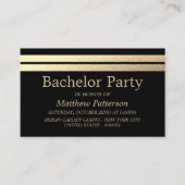 Chic Gold Foil Stripes Bachelor Party Ticket (Voorkant)