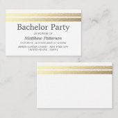 Chic Gold Foil Stripes Bachelor Party Ticket (Voorkant / Achterkant)