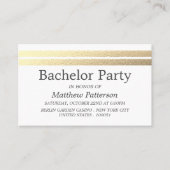 Chic Gold Foil Stripes Bachelor Party Ticket (Voorkant)