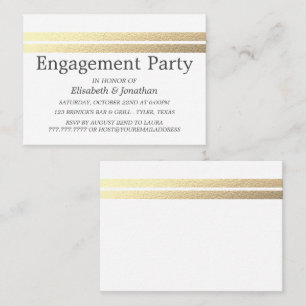 Chic Gold Foil Stripes Engagement Party-kaartje Visitekaartje